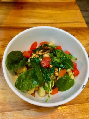 mushroom spinach gnocchi at Palmar Beach Lodge in Bastimento