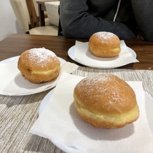Vegan donuts with apricot jam. I think they only have them around Shrovetide every year (February/March). at Gostilna Pri Pošti in Ptuj