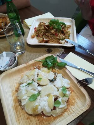 Vegan moussaka with vegetables and vegan risotto at Gostilna Pri Pošti in Ptuj