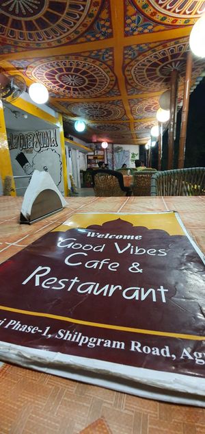 Many vegan options on the menu at Good Vibes Cafe in Agra