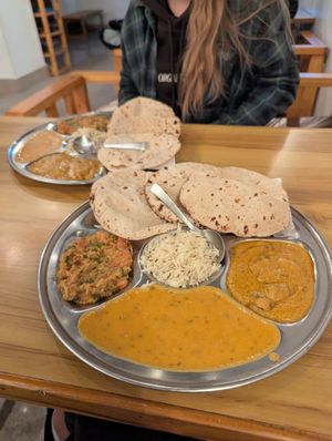 Vegan friendly thali at Good Vibes Cafe in Agra