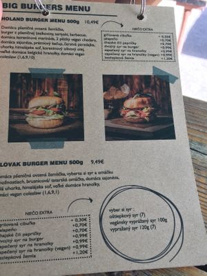 disappointment over finding real cheese on the menu at Vegan Pub in Bratislava
