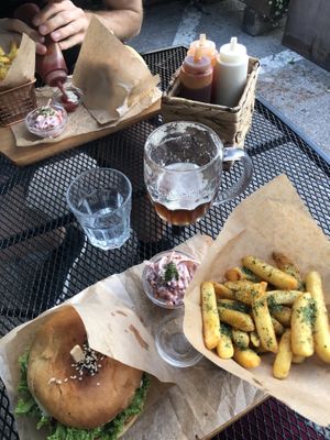 4 vegan Sauces to go with the fries  at Vegan Pub in Bratislava