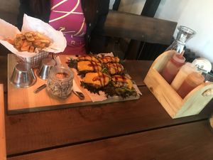 Vegan nuggets + 3 sauces - ketchup, sweet chilli and vegan mayonnaise😄 at Vegan Pub in Bratislava