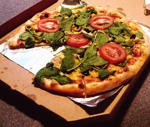 Pizza from delivery. at Vegan Pub in Bratislava