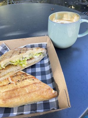 Fillet no friends and large soy flat white  at Little Mylkbar in Parkville