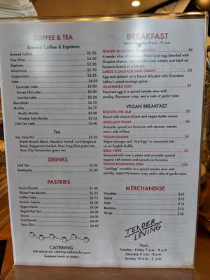 Menu side 2 March 5, 2019 at Tender Loving Coffee in Chico