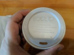 Compostable lids for their to go coffee drinks 🌎🌏🌍 ♻️✌️👏👍 at Tender Loving Coffee in Chico