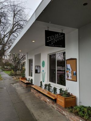 Front of cafe Tender Loving Coffe Roasters at Tender Loving Coffee in Chico