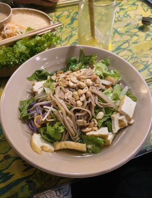 Five coloured rice noodles  at Hidden Gem Cafe in Hanoi