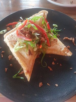 Vegan cheese jaffle at Bad Love Club in Footscray
