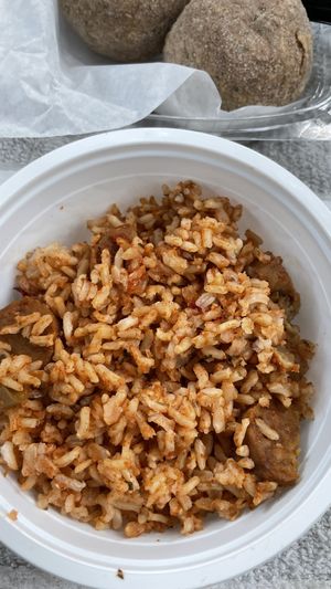 Jambalaya- dry and too much liquid smoke at Soul Food Vegan in Houston