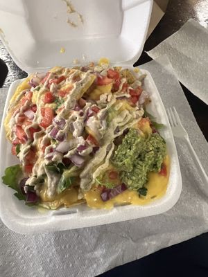 Nachos… good cheese sauce!  at Soul Food Vegan in Houston