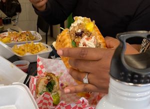 Vegan Shrimp PoBoy (gluten free bread)  at Soul Food Vegan in Houston