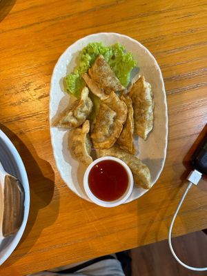 Fried vegetarian dumplings at Leaf Corner 慈素 - Sembawang in North Singapore