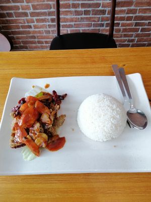 Mushrooms rice set at Leaf Corner 慈素 - Sembawang in North Singapore