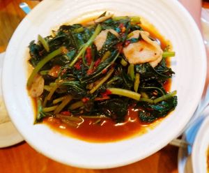 Sambal fried sweet potato leaves at Leaf Corner 慈素 - Sembawang in North Singapore