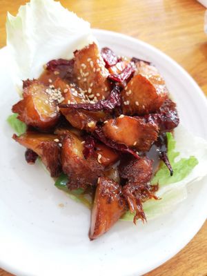 Gong Bao monkeyhead mushroom at Leaf Corner 慈素 - Sembawang in North Singapore