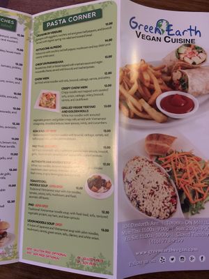 Take out menu 4 at Green Earth Vegan Cuisine in Toronto