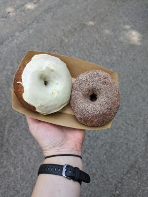 Creamsicle and cinnamon sugar donut at Prairie Vegan Pies in Cincinnati