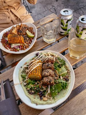 Vegan Bowl 12,50€ and Asian Slaw 12€ both vegan  at Nola Kitchen in Porto