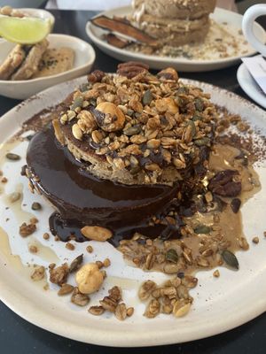 chocolate pancakes  at Nola Kitchen in Porto