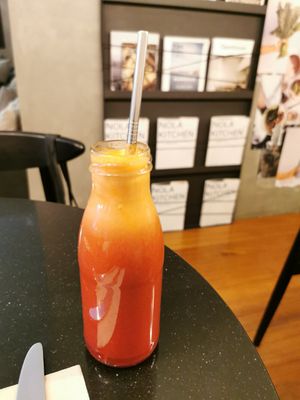 Beetroot, apple and ginger drink at Nola Kitchen in Porto