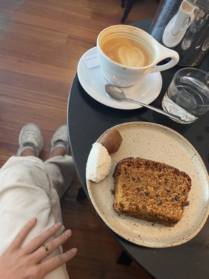 Banana Bread with Miso and Ricotta (vegan)  at Nola Kitchen in Porto