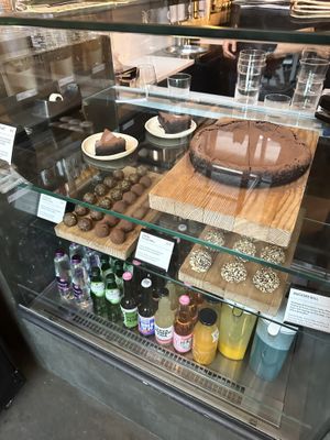 Vegan desserts, the chocolate cake is to die for!  at Nola Kitchen in Porto