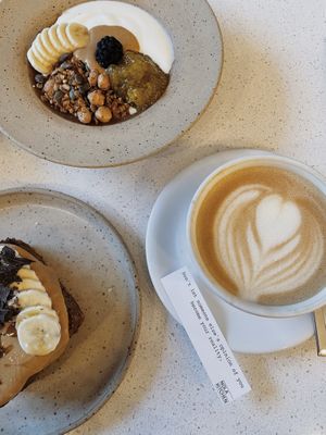 banana bread & yog  at Nola Kitchen in Porto