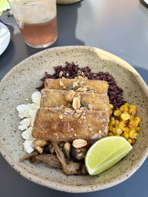 Vegan tofu breakfast bowl  at Nola Kitchen in Porto