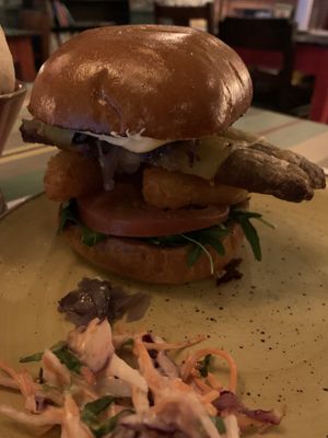 Sausage sandwich which includes hash browns inside   at Lounges - Granello Lounge in Hitchin