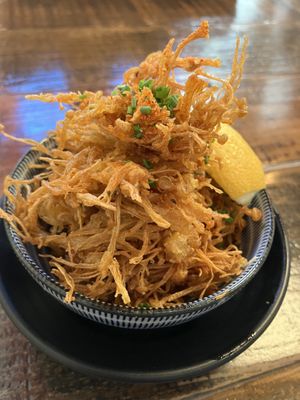 Spicy enoki chips at Mensho Tokyo in San Francisco
