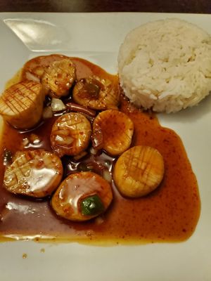 King oyster mushroom "scallops" special at Yak N Yeti II in Carlisle