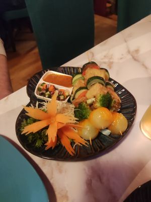 BBQ tofu with peanut sauce at The Basement in Ashbourne