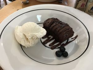 Vegan Brownie and Ice Cream at The Terrace Arts Cafe - Artannapola in Seaton