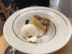 Vegan Cake with Cinnamon, Maple Syrup and Ice Cream at The Terrace Arts Cafe - Artannapola in Seaton