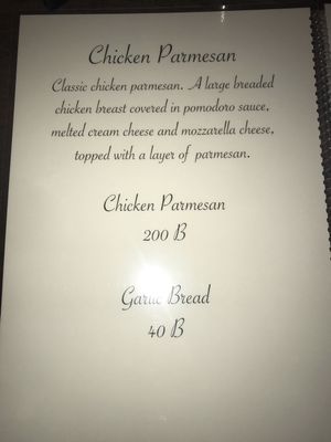 Italian menu at Sweet Monkey in Ao Nang