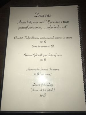 Desert menu  at Sweet Monkey in Ao Nang