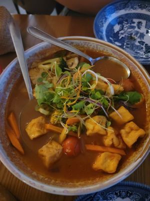 Tom yum soup at Nahm  in Nelson