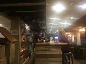 The bar, with lots of flannel! at St Andrews Brewing Co. in St Andrews