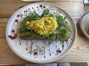 Avo toast with tofu scramble   at Cafe Fleur in South West London