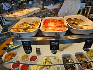 some savory / warm meals: fusilli al limone, cannelloni with spinach, corn pizza at Tibits in Darmstadt