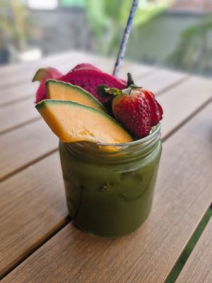 Green juice at Gather and Feast in Caboolture