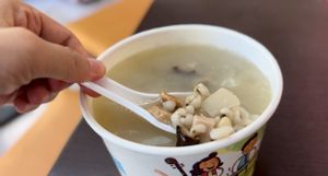 Chinese herbal soup with shiitake, barley, lily roots, White Yam  at FēiCháng Hào Chī Yì Bāo in Hsinchu