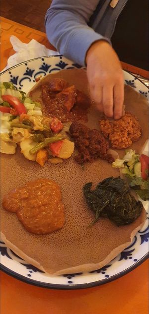 Lentils, spinach & more - so good. Platter to share at Viva Afrika in Rotterdam