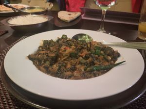 Three green curry at Shalims Balti House in Weymouth