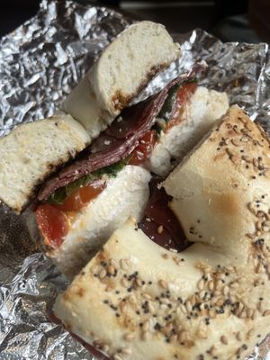 Caprese sandwich with prosciutto   at Familiars in Brooklyn