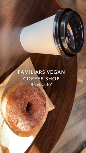 Oat Vanilla Latte + Cinnamon Sugar Donut   at Familiars in Brooklyn