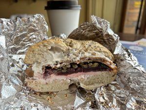 Beet lox and golden mylk   at Familiars in Brooklyn